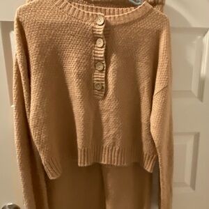 Cozy Tan Button-Back Sweater